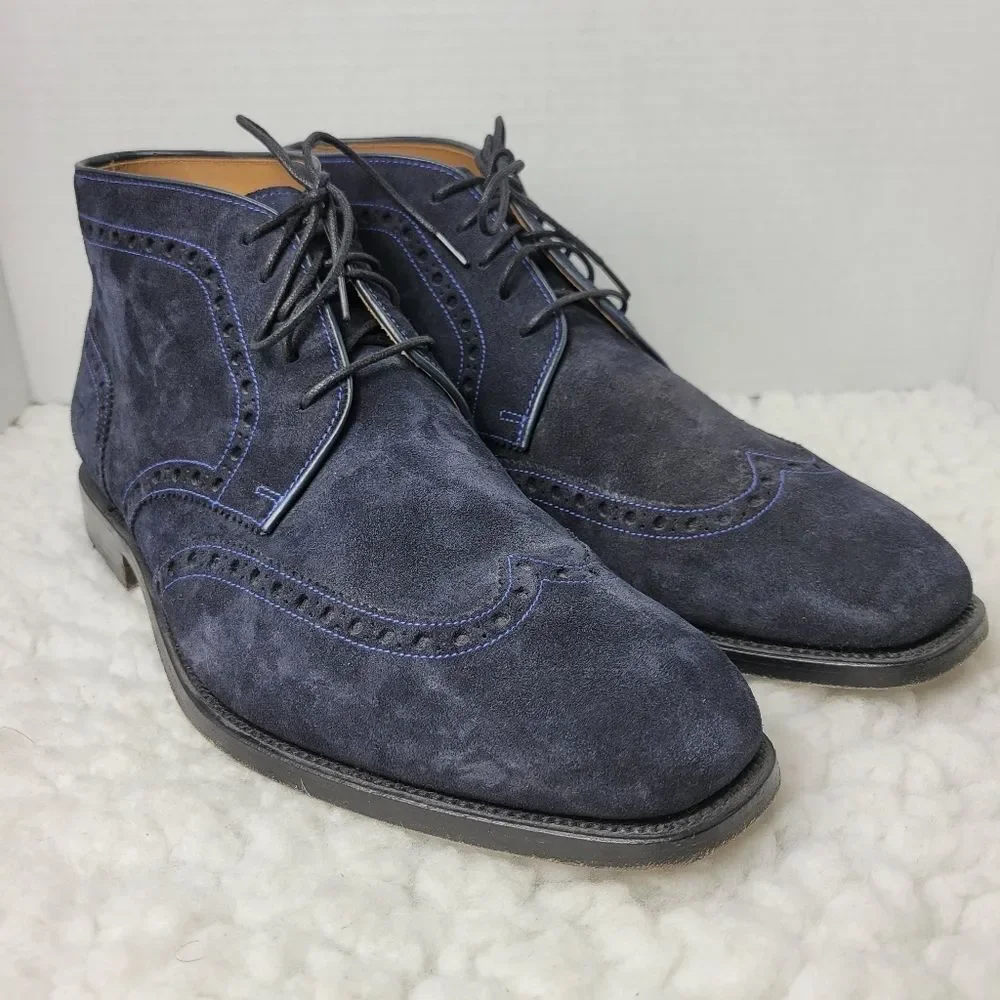 Robert Talbott Presidio Mens Chukka Boots Size 10M Goodyear Welted Blue Suuede